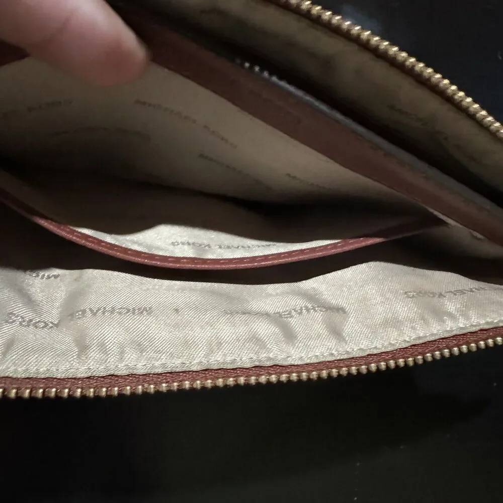 Michael Kors Brooklyn Grommet Medium Phone Wristlet in Leather Brown Brick